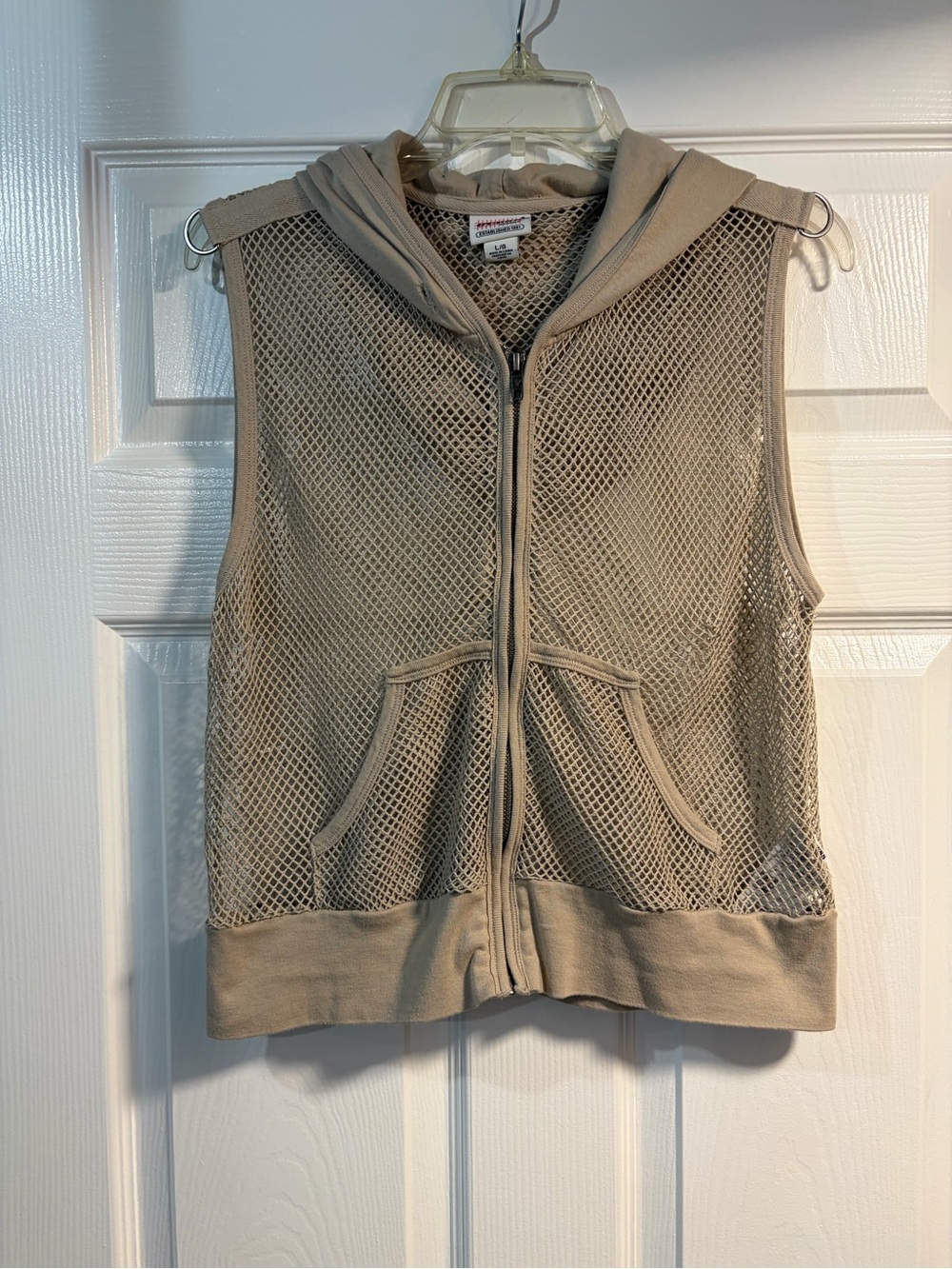 Guess Tan Mesh Sleeveless Hoodie Vest